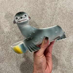 Vintage Hickok Japan Kitschy Seal Ceramic Planter